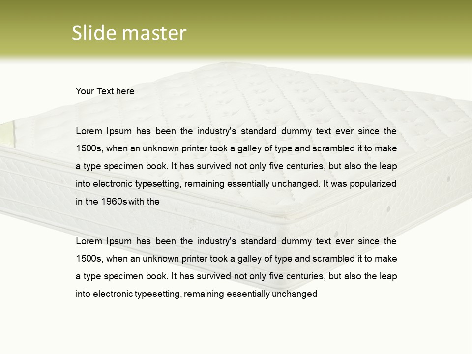 A Mattress With The Name Of The Company On It PowerPoint Template