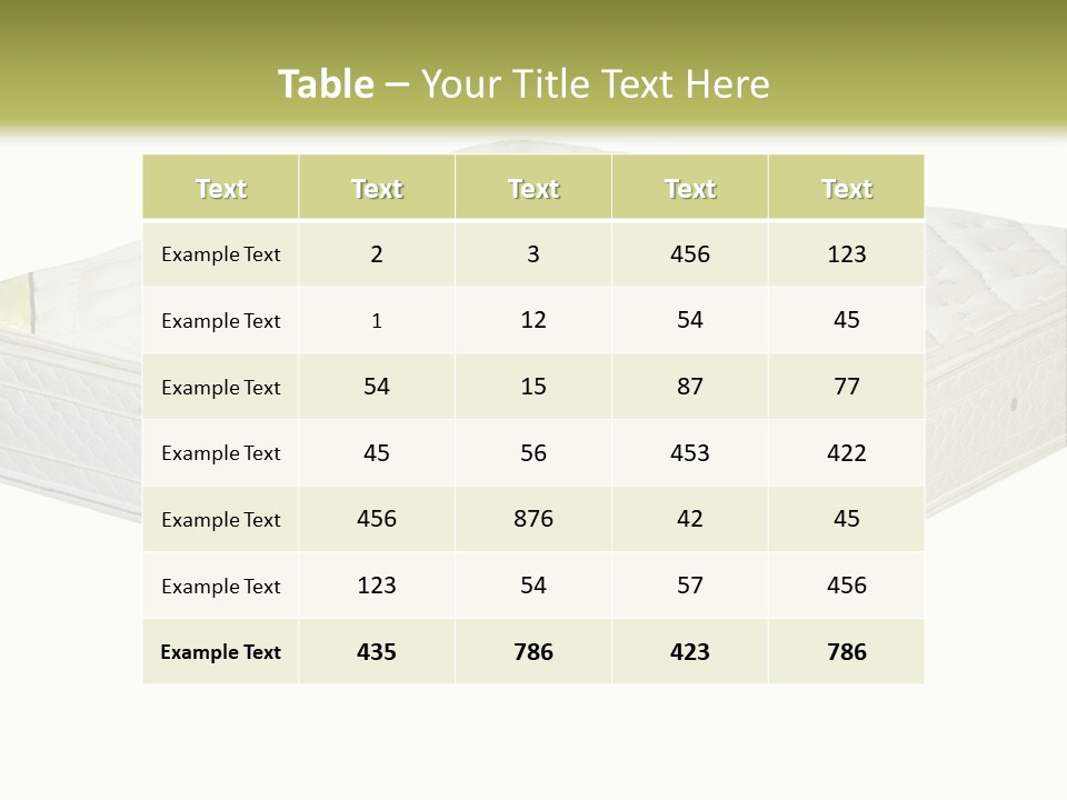 A Mattress With The Name Of The Company On It PowerPoint Template