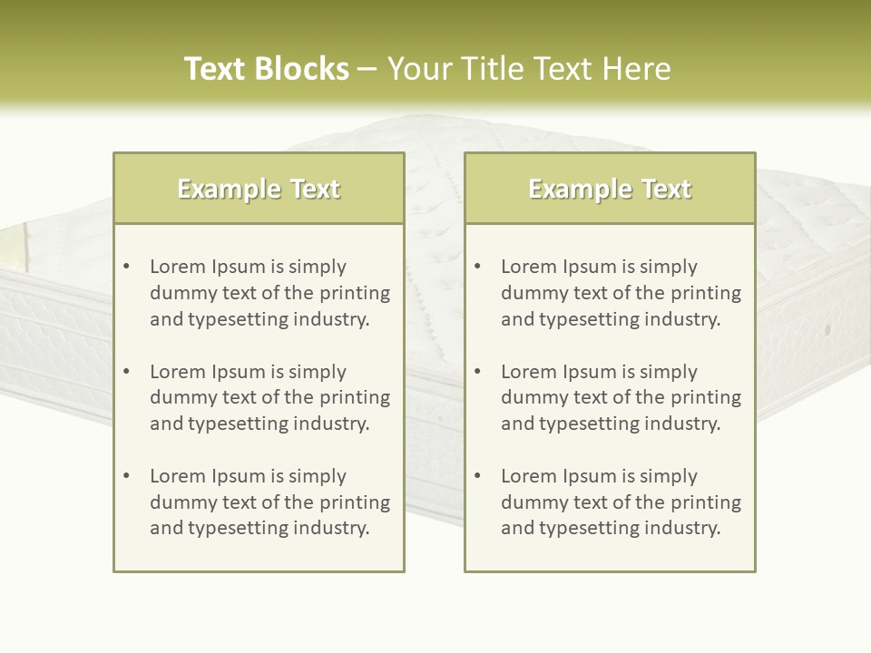A Mattress With The Name Of The Company On It PowerPoint Template