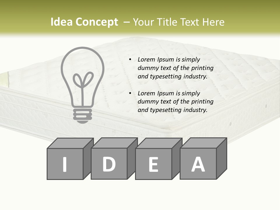 A Mattress With The Name Of The Company On It PowerPoint Template