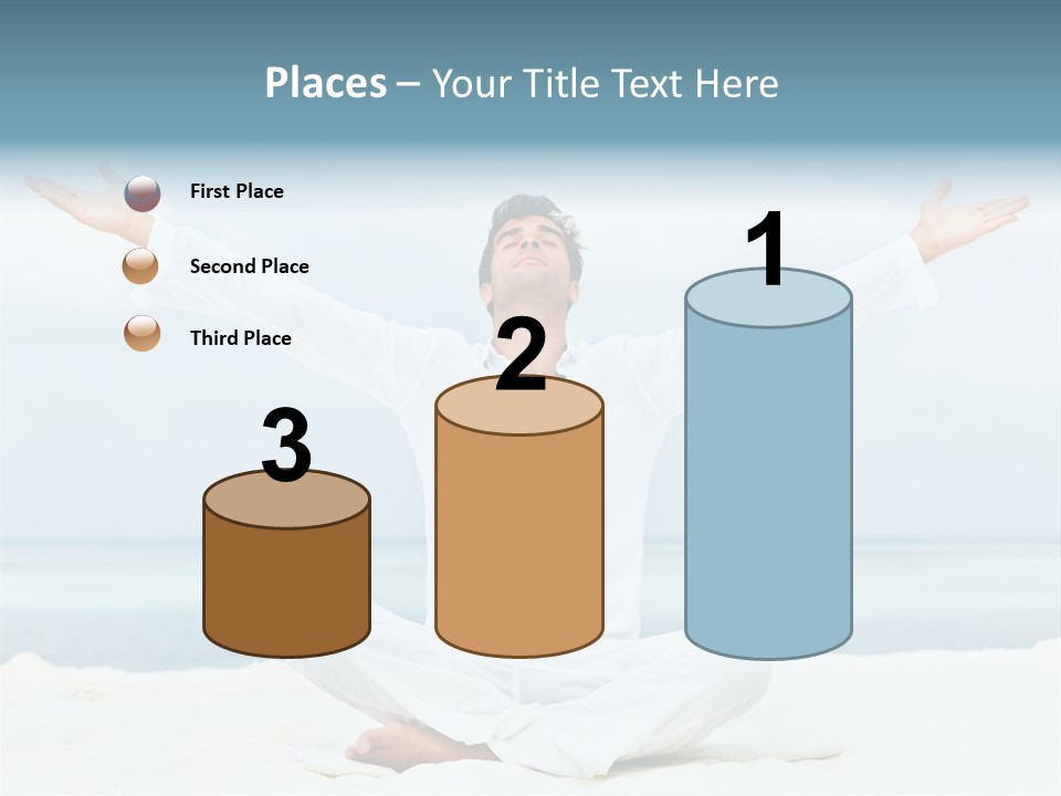 A Man Sitting In A Yoga Pose On The Beach PowerPoint Template