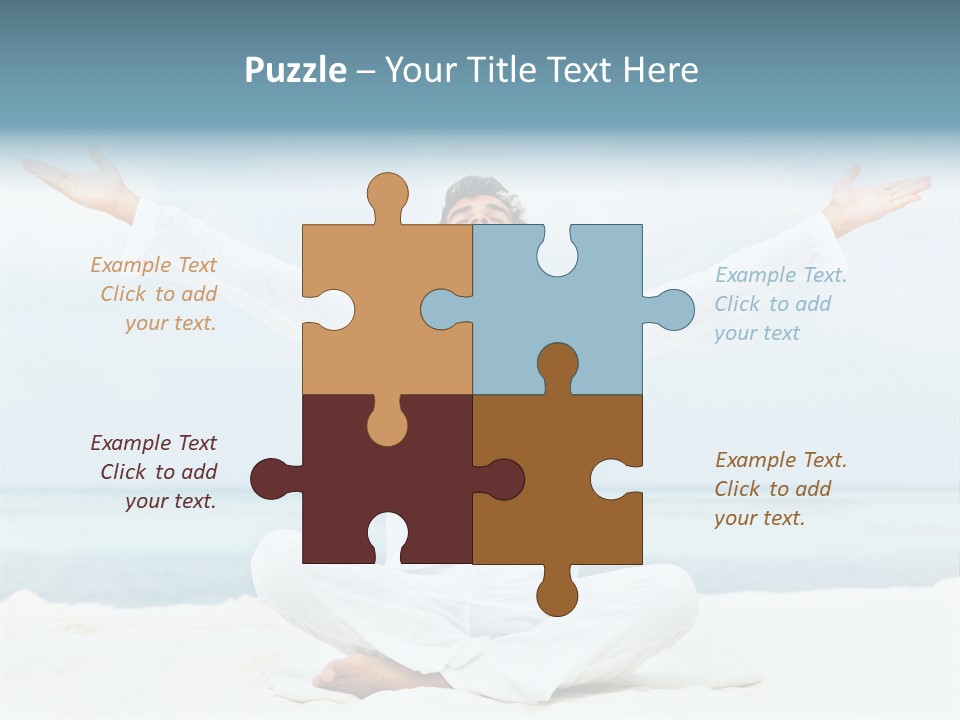 A Man Sitting In A Yoga Pose On The Beach PowerPoint Template