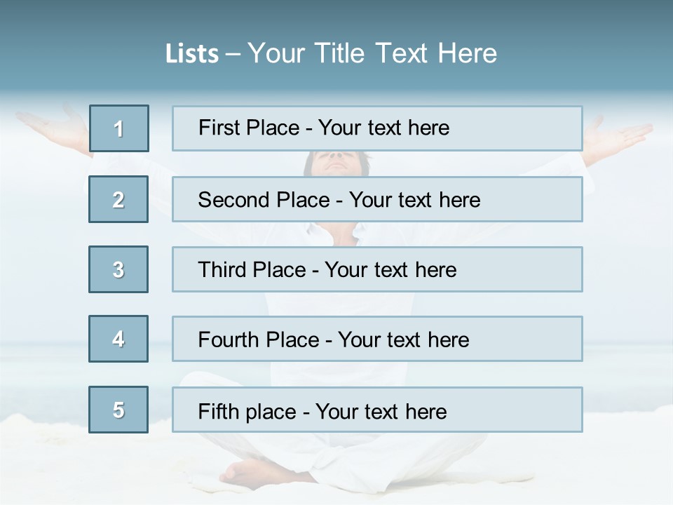 A Man Sitting In A Yoga Pose On The Beach PowerPoint Template