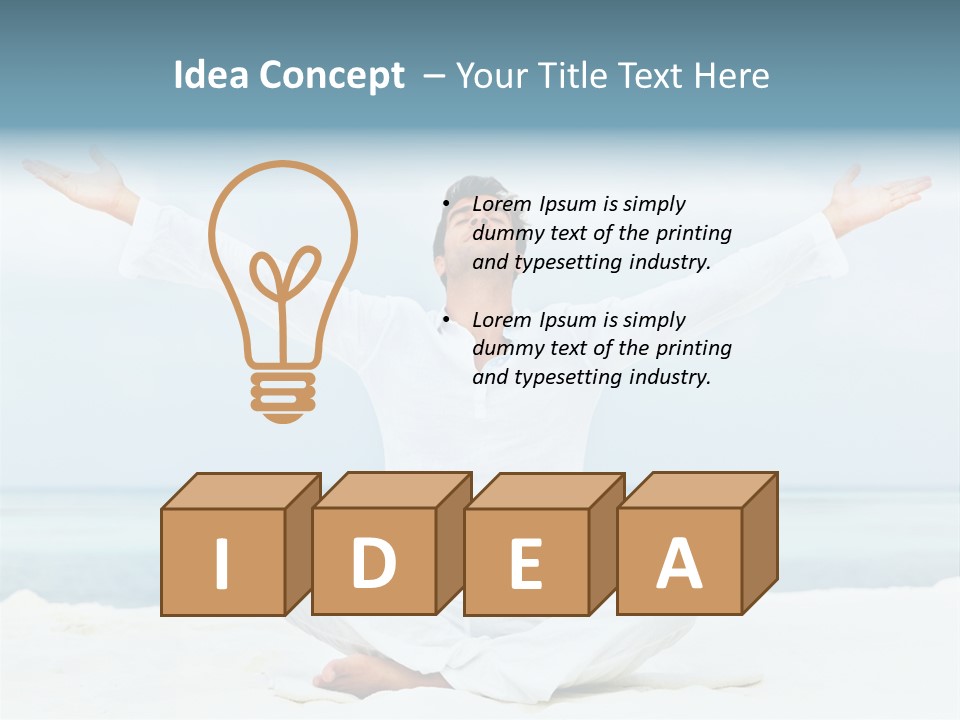 A Man Sitting In A Yoga Pose On The Beach PowerPoint Template