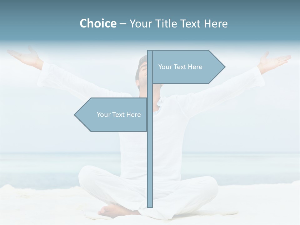A Man Sitting In A Yoga Pose On The Beach PowerPoint Template