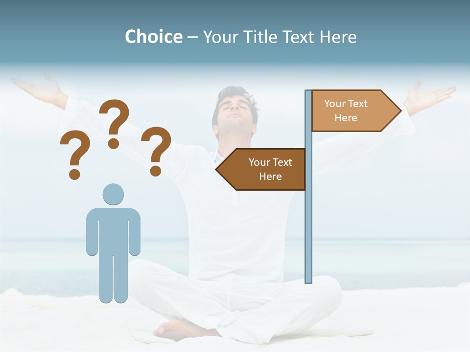 A Man Sitting In A Yoga Pose On The Beach PowerPoint Template
