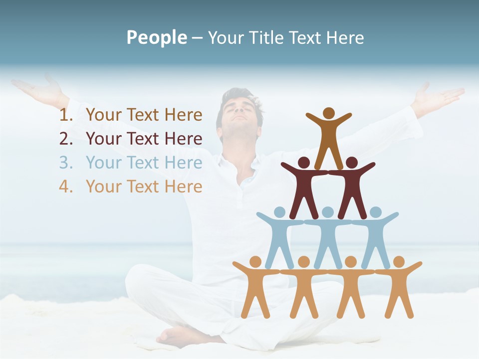 A Man Sitting In A Yoga Pose On The Beach PowerPoint Template