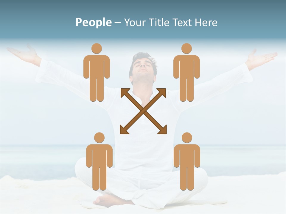 A Man Sitting In A Yoga Pose On The Beach PowerPoint Template