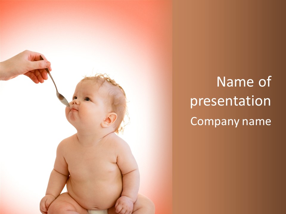 A Baby Sitting On A Pot With A Spoon In It's Mouth PowerPoint Template