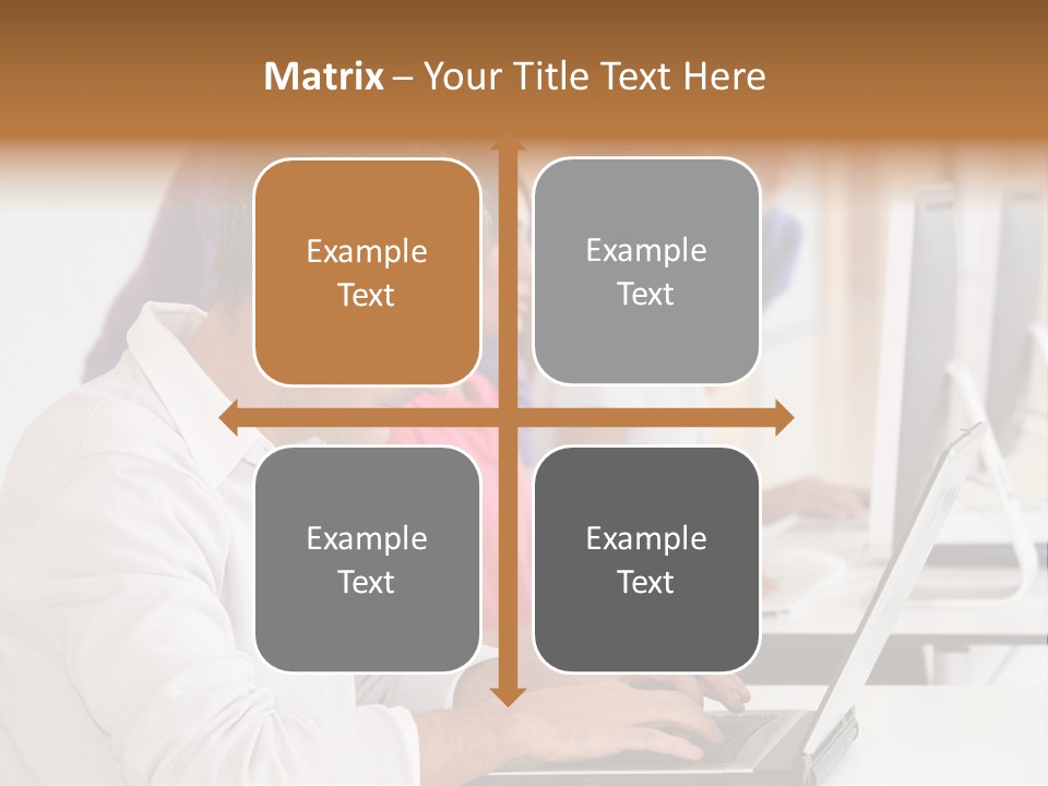 A Group Of People Sitting At A Table With Computers PowerPoint Template