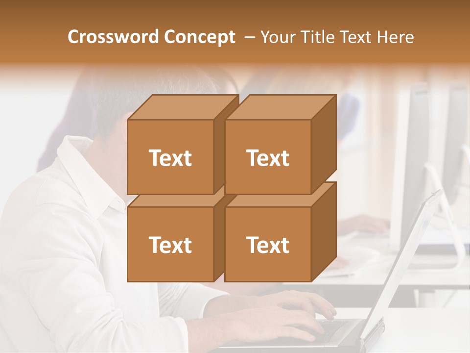 A Group Of People Sitting At A Table With Computers PowerPoint Template