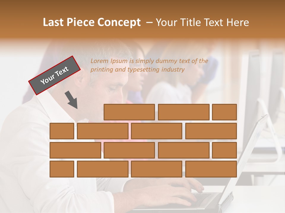 A Group Of People Sitting At A Table With Computers PowerPoint Template