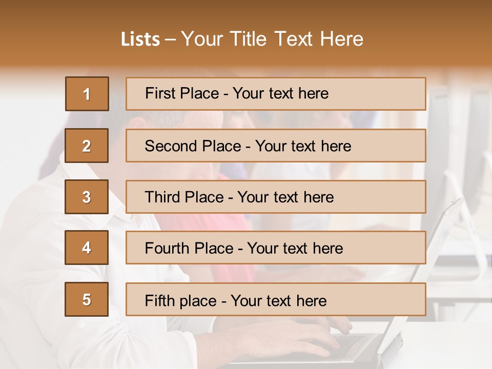 A Group Of People Sitting At A Table With Computers PowerPoint Template