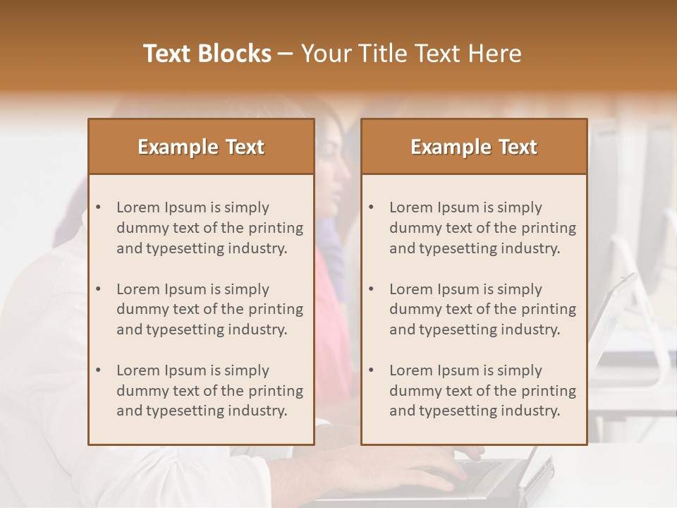 A Group Of People Sitting At A Table With Computers PowerPoint Template