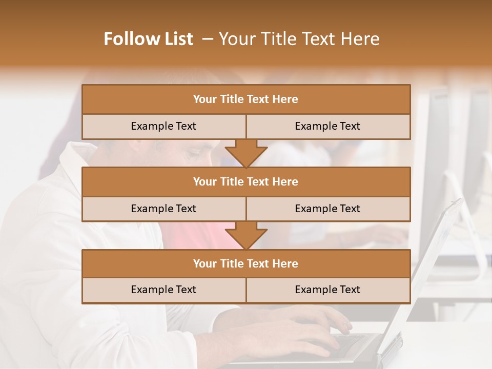 A Group Of People Sitting At A Table With Computers PowerPoint Template