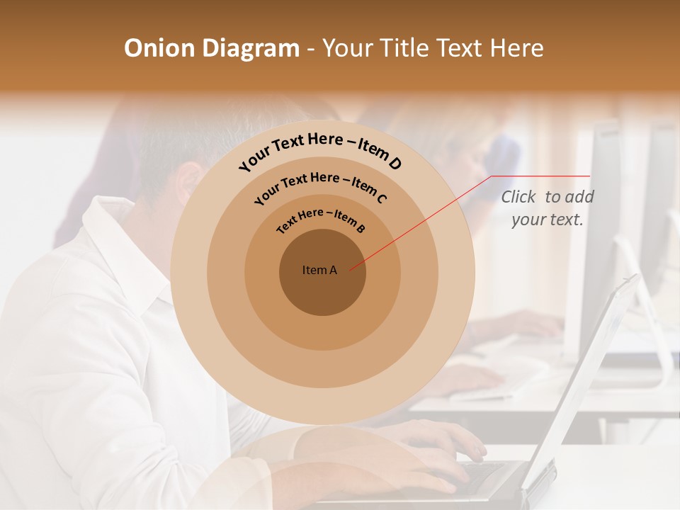 A Group Of People Sitting At A Table With Computers PowerPoint Template
