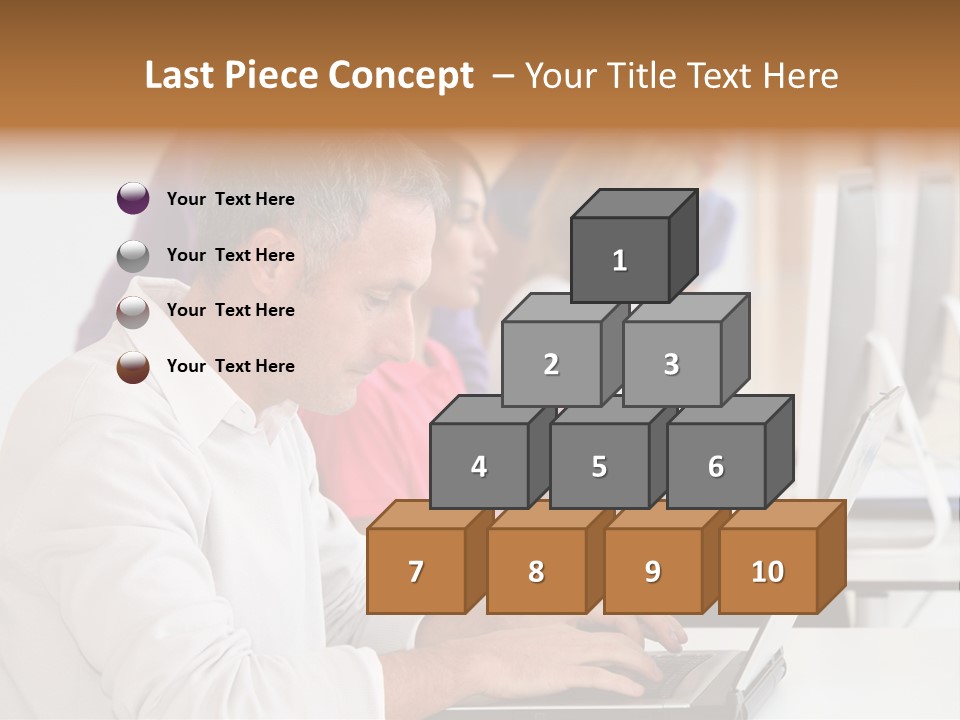A Group Of People Sitting At A Table With Computers PowerPoint Template