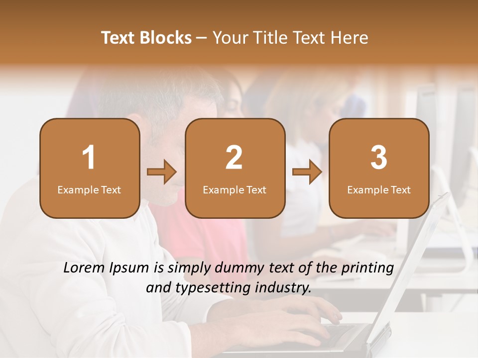 A Group Of People Sitting At A Table With Computers PowerPoint Template