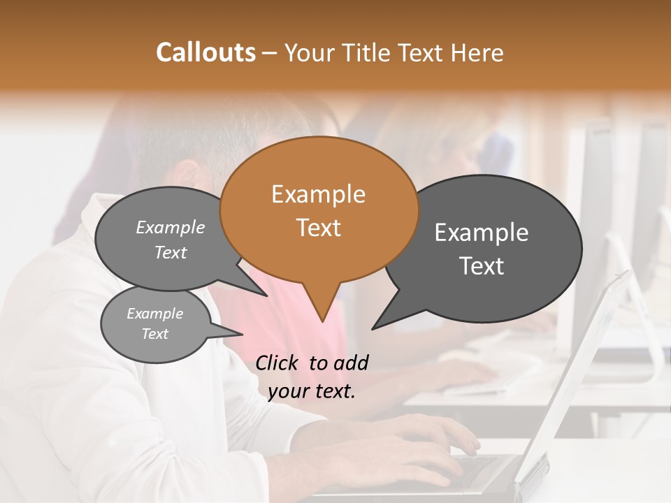 A Group Of People Sitting At A Table With Computers PowerPoint Template