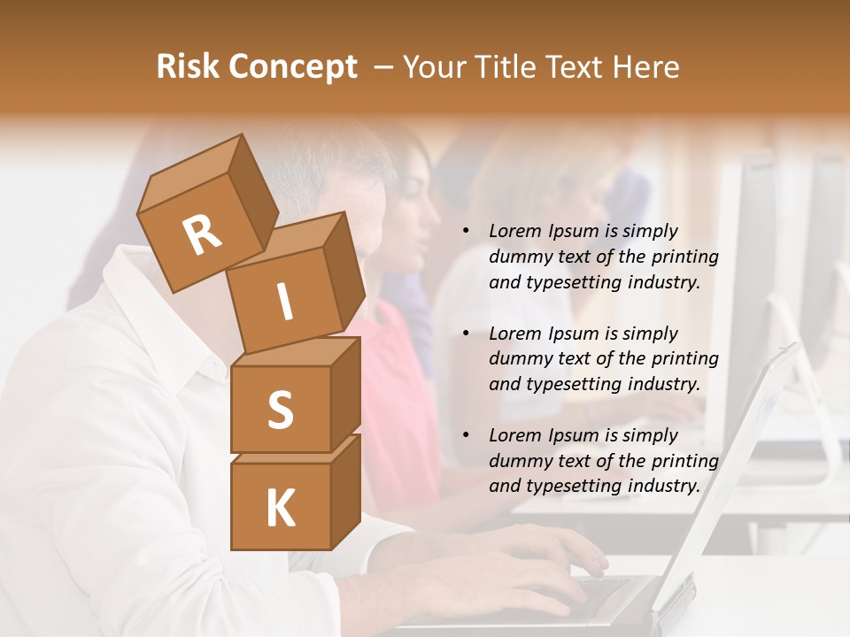 A Group Of People Sitting At A Table With Computers PowerPoint Template