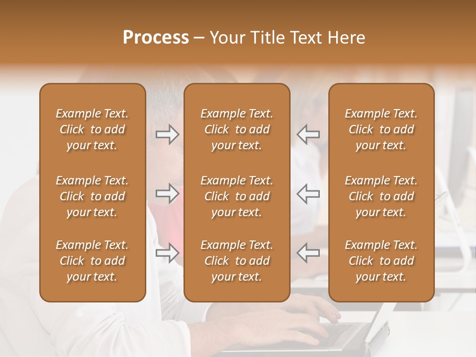 A Group Of People Sitting At A Table With Computers PowerPoint Template