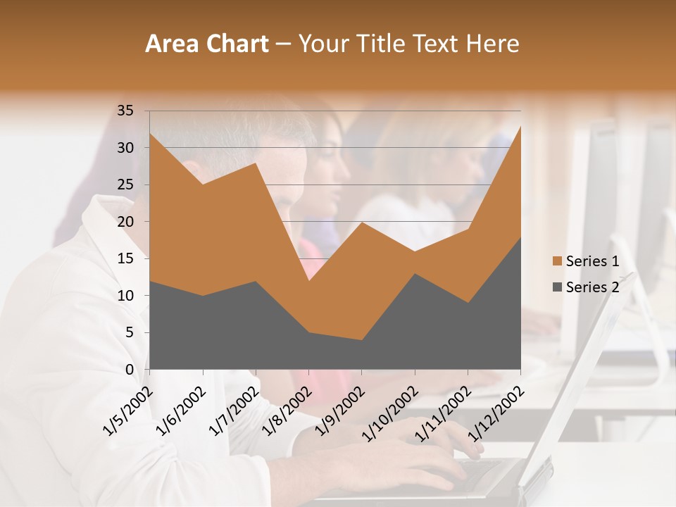 A Group Of People Sitting At A Table With Computers PowerPoint Template