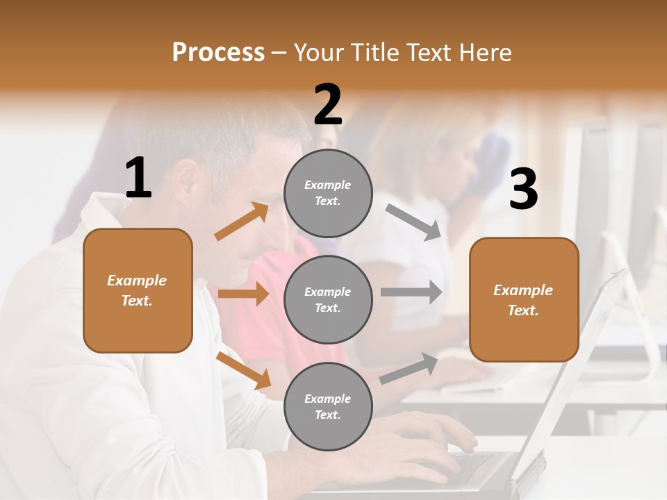 A Group Of People Sitting At A Table With Computers PowerPoint Template