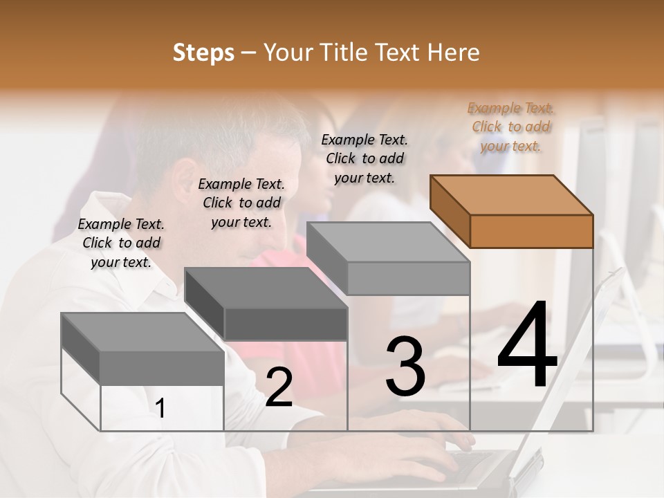 A Group Of People Sitting At A Table With Computers PowerPoint Template