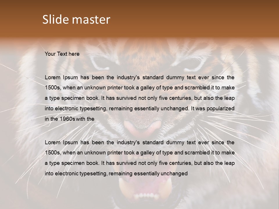 A Tiger With It's Mouth Open And It's Mouth Wide Open PowerPoint Template