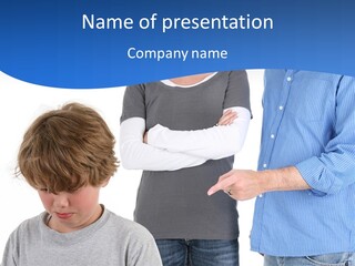 A Man Pointing At A Boy With His Arms Crossed PowerPoint Template