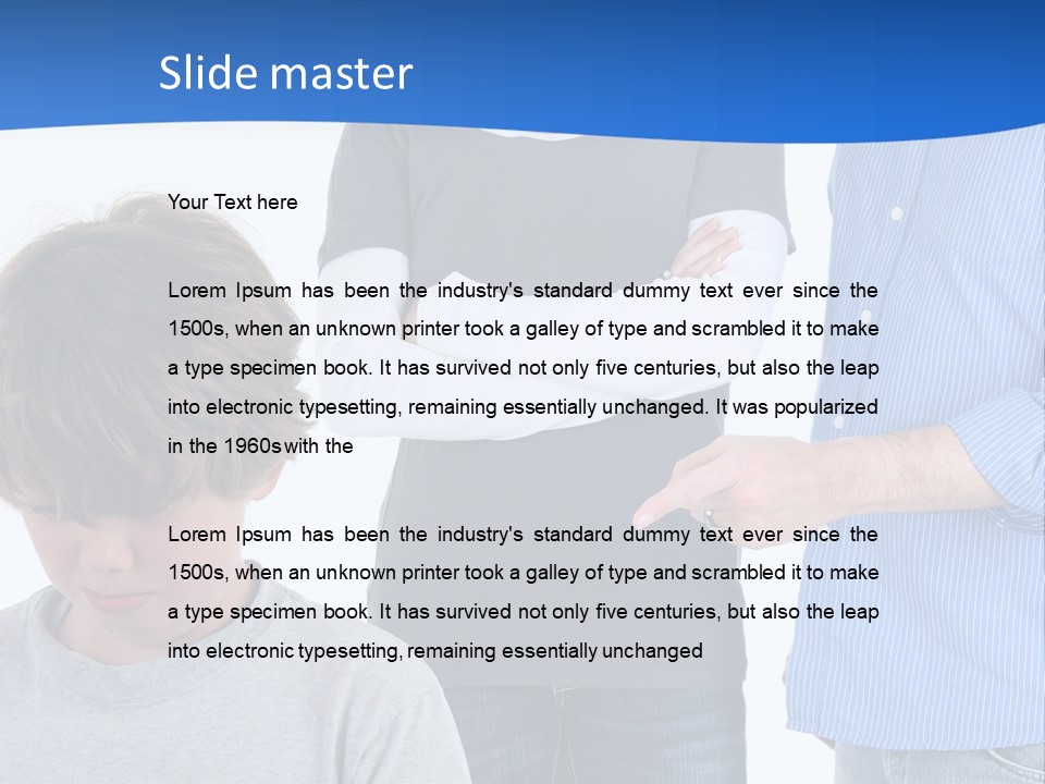 A Man Pointing At A Boy With His Arms Crossed PowerPoint Template