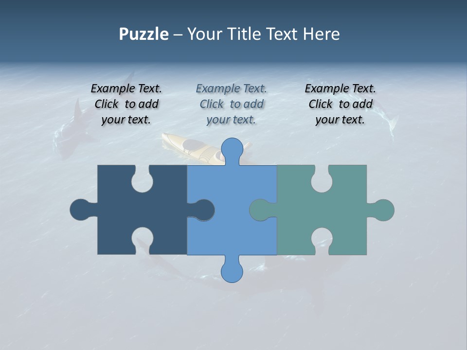 A Man In A Kayak Surrounded By Sharks PowerPoint Template