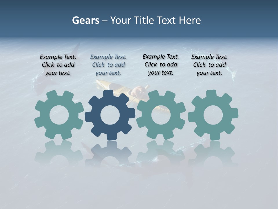 A Man In A Kayak Surrounded By Sharks PowerPoint Template