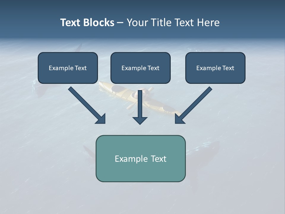 A Man In A Kayak Surrounded By Sharks PowerPoint Template