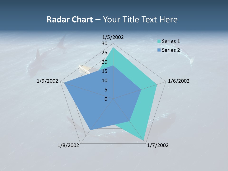A Man In A Kayak Surrounded By Sharks PowerPoint Template