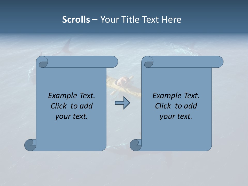 A Man In A Kayak Surrounded By Sharks PowerPoint Template