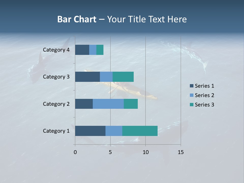 A Man In A Kayak Surrounded By Sharks PowerPoint Template