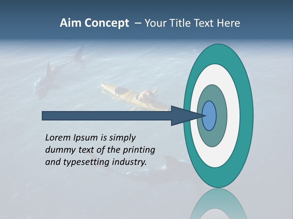 A Man In A Kayak Surrounded By Sharks PowerPoint Template