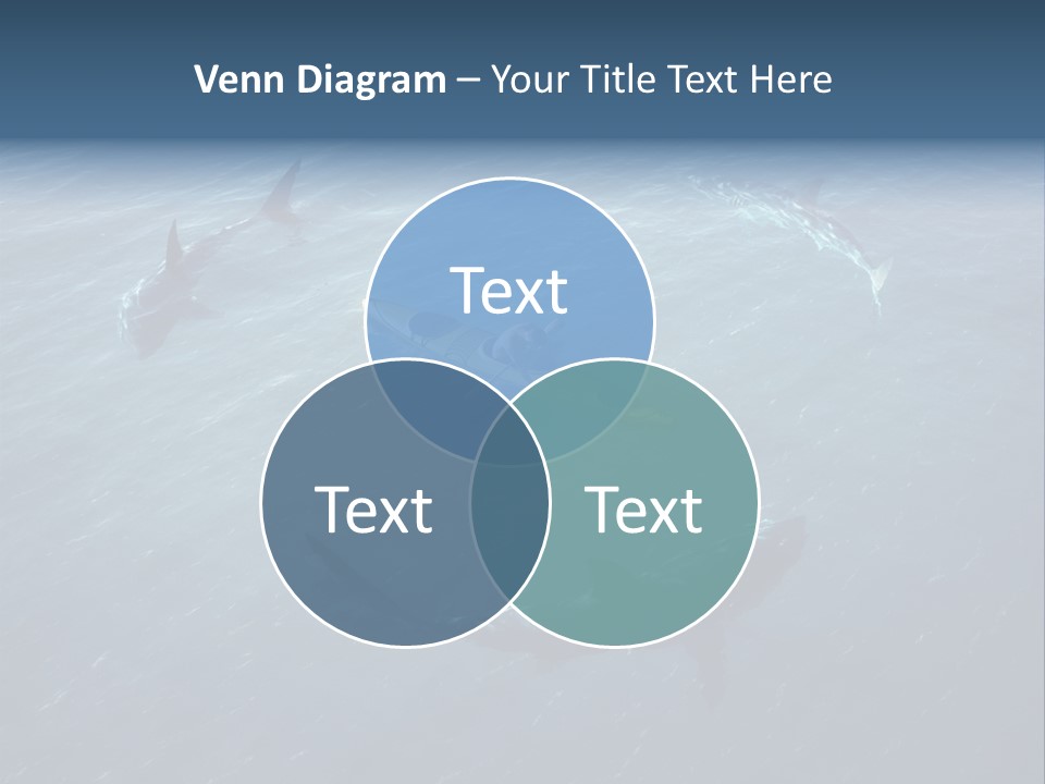 A Man In A Kayak Surrounded By Sharks PowerPoint Template