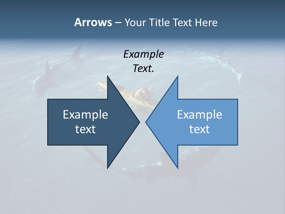 A Man In A Kayak Surrounded By Sharks PowerPoint Template