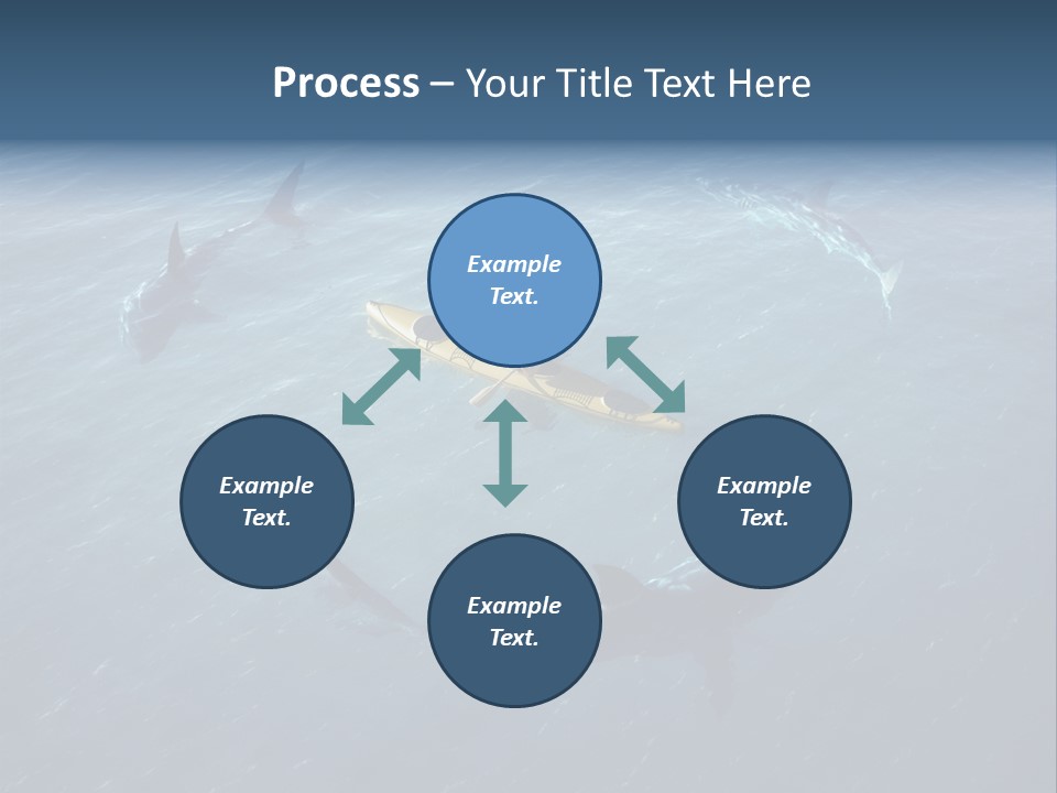 A Man In A Kayak Surrounded By Sharks PowerPoint Template