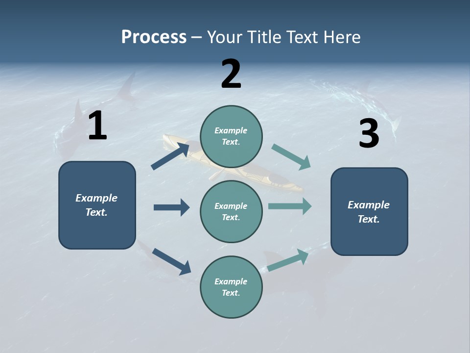 A Man In A Kayak Surrounded By Sharks PowerPoint Template