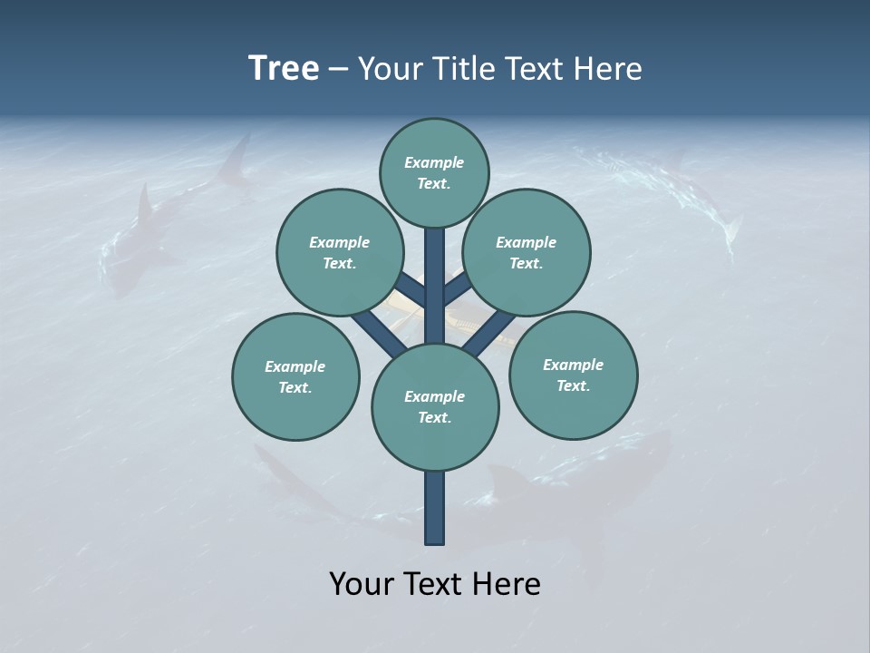 A Man In A Kayak Surrounded By Sharks PowerPoint Template