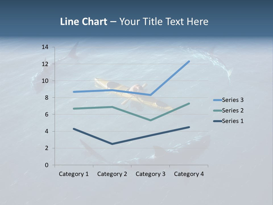 A Man In A Kayak Surrounded By Sharks PowerPoint Template