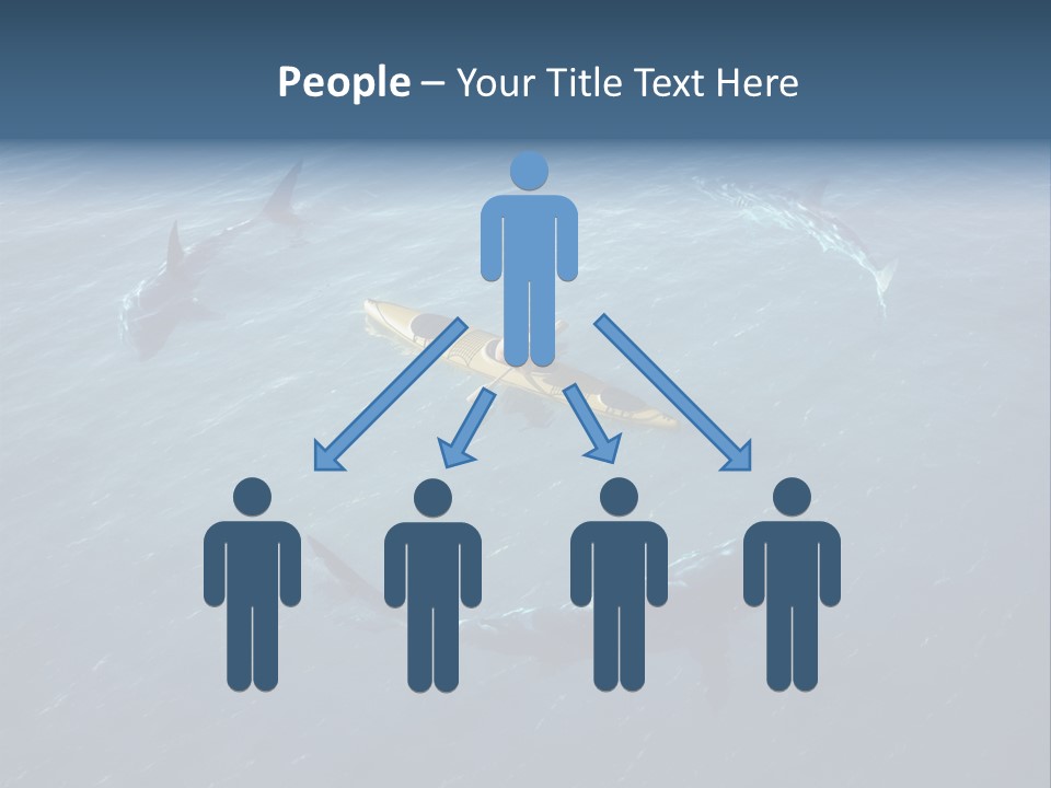 A Man In A Kayak Surrounded By Sharks PowerPoint Template