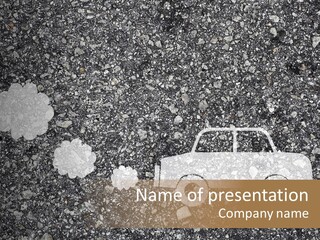 A Picture Of A Car On A Road With Snow On The Ground PowerPoint Template