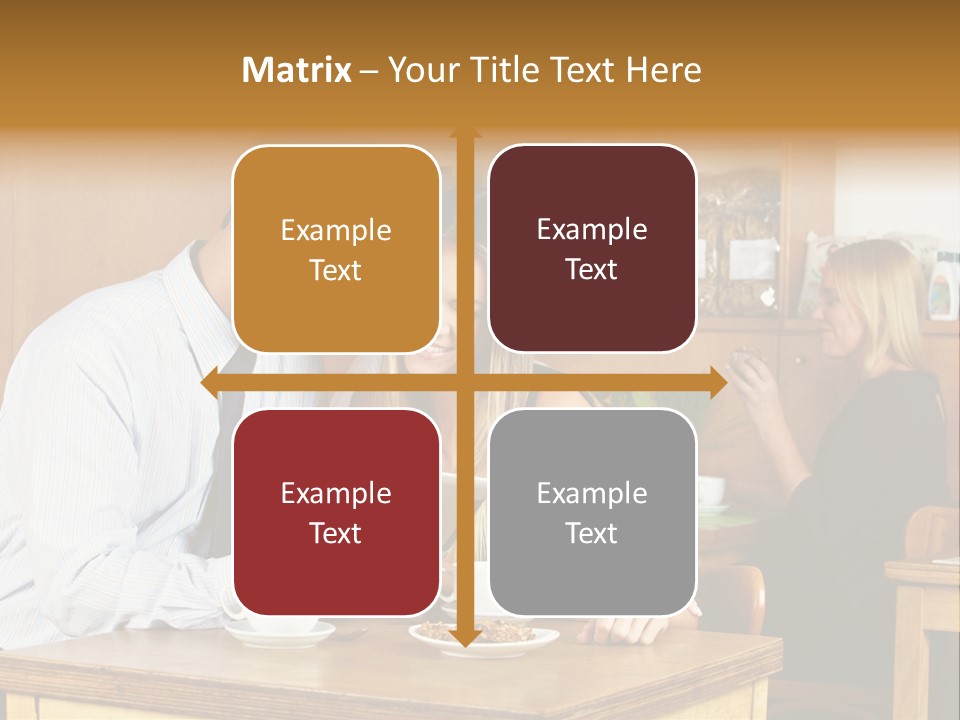 A Man And Woman Sitting At A Table Looking At A Tablet PowerPoint Template