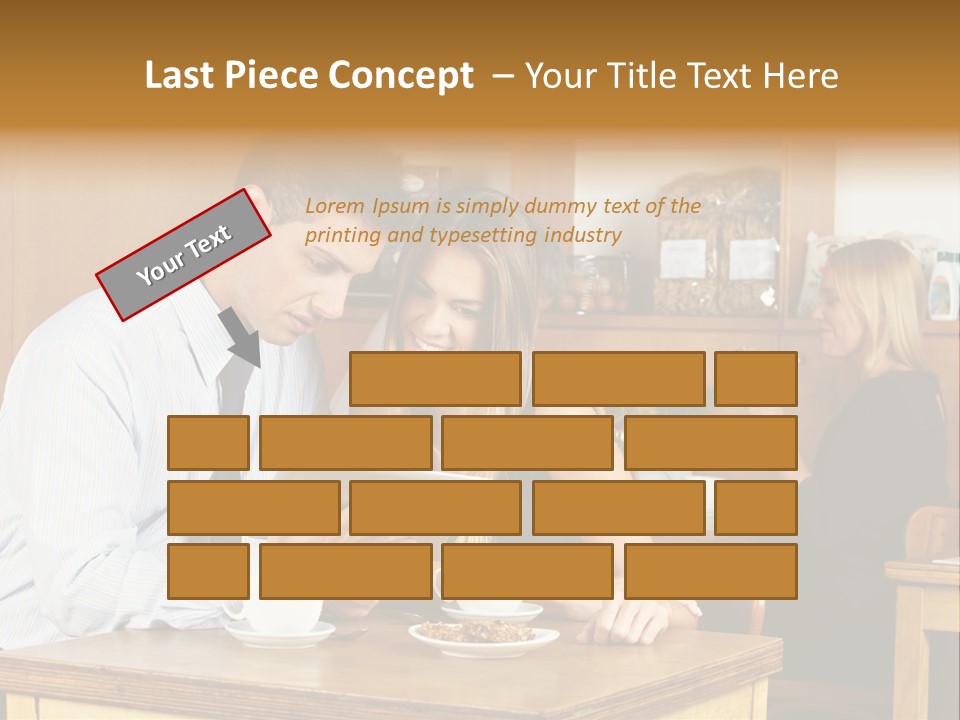 A Man And Woman Sitting At A Table Looking At A Tablet PowerPoint Template