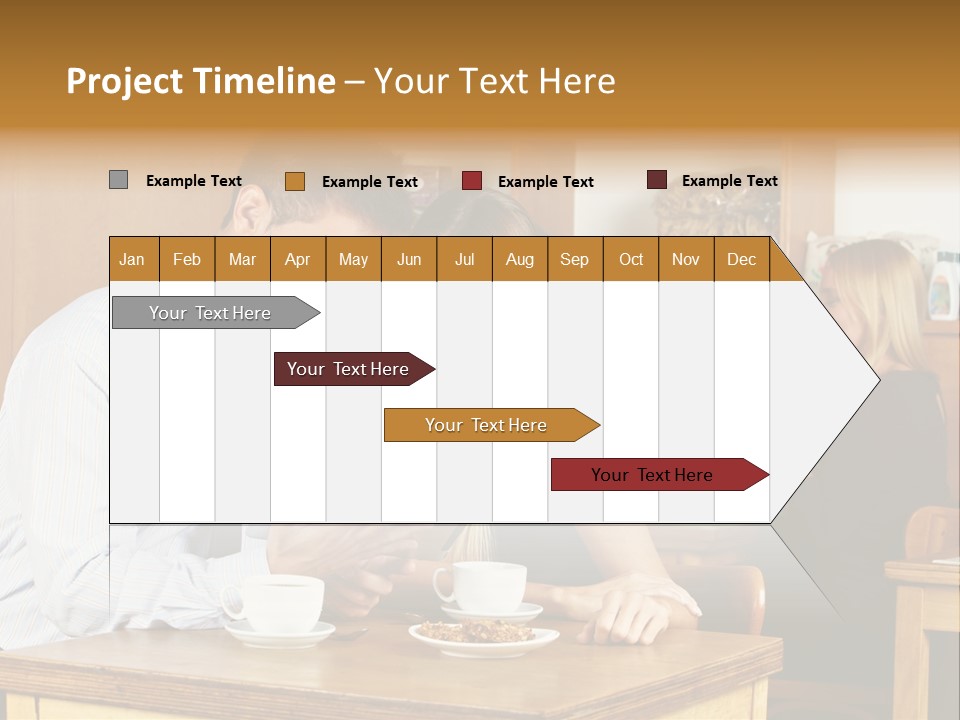 A Man And Woman Sitting At A Table Looking At A Tablet PowerPoint Template