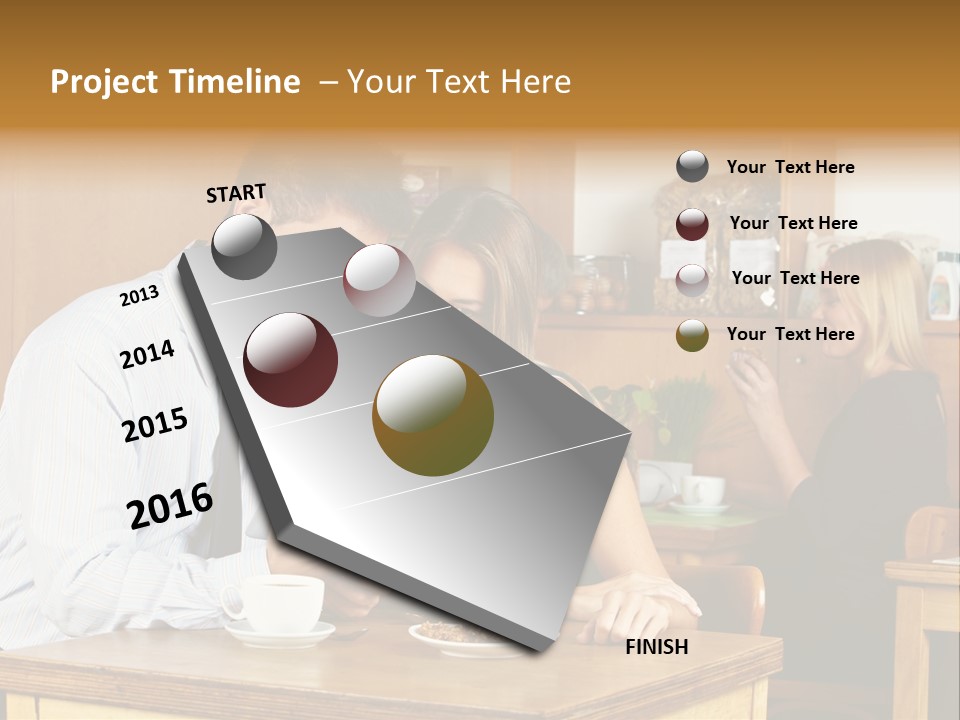 A Man And Woman Sitting At A Table Looking At A Tablet PowerPoint Template
